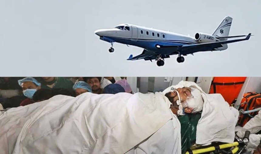 হাদিকে নিয়ে সিঙ্গাপুরে যাত্রা করল এয়ার অ্যাম্বুলেন্স